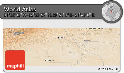 Satellite Panoramic Map of the Area around 32° 8' 5" N, 21° 19' 30" E