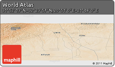 Satellite Panoramic Map of the Area around 32° 8' 5" N, 21° 19' 30" E