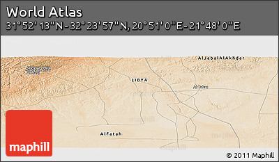 Satellite Panoramic Map of the Area around 32° 8' 5" N, 21° 19' 30" E