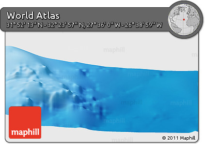 Physical Panoramic Map of the Area around 32° 8' 5" N, 27° 7' 30" W