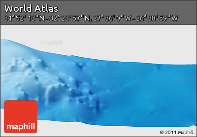 Physical Panoramic Map of the Area around 32° 8' 5" N, 27° 7' 30" W