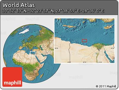 Satellite Location Map of the Area around 32° 8' 5" N, 28° 7' 30" E