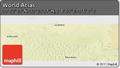 Physical Panoramic Map of the Area around 32° 8' 5" N, 2° 37' 30" E
