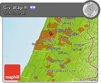 Physical 3D Map of Giv`atayim