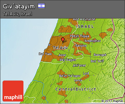 Physical 3D Map of Giv`atayim