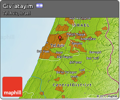 Physical 3D Map of Giv`atayim