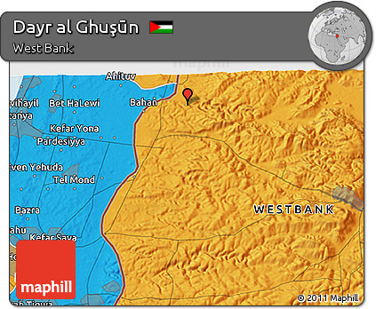 Political 3D Map of Dayr Al Ghuşūn
