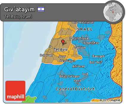 Political 3D Map of Giv`atayim