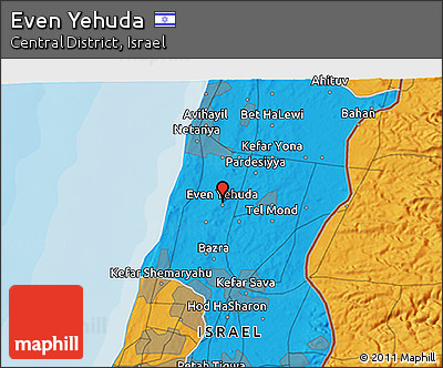 Political 3D Map of Even Yehuda