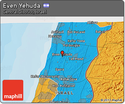 Political 3D Map of Even Yehuda