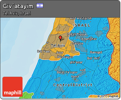 Political 3D Map of Giv`atayim