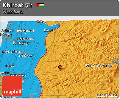 Political 3D Map of Khirbat Şīr