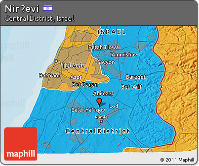 Political 3D Map of Nir Ẕevi