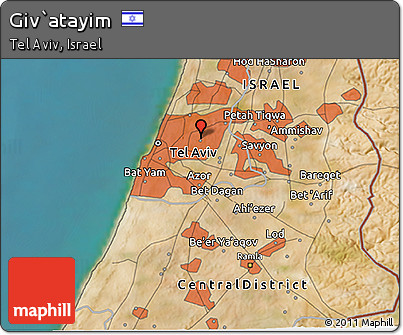 Satellite 3D Map of Giv`atayim
