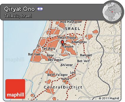 Shaded Relief 3D Map of Qiryat Ono