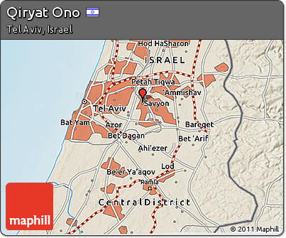 Shaded Relief 3D Map of Qiryat Ono