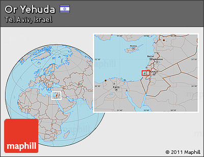Gray Location Map of Or Yehuda
