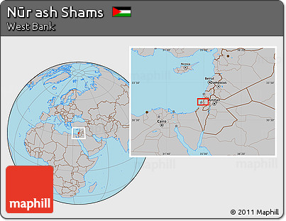 Gray Location Map of Nūr Ash Shams
