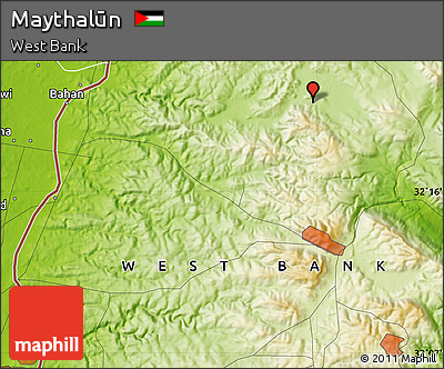 Physical Map of Maythalūn