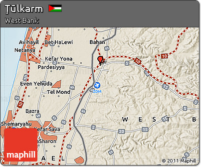 Shaded Relief Map of Ţūlkarm