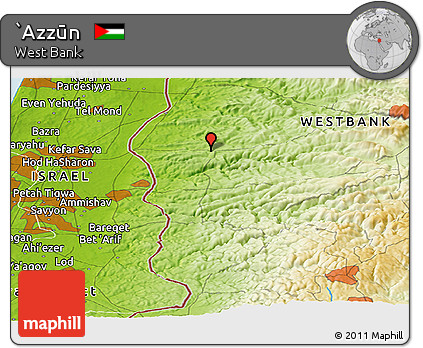 Physical Panoramic Map of `Azzūn