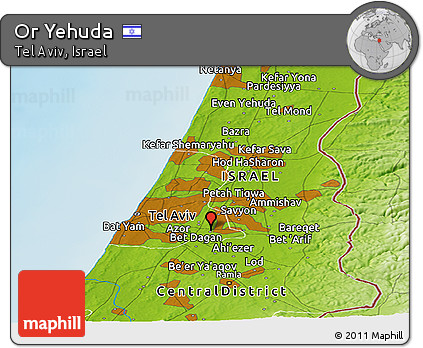 Physical Panoramic Map of Or Yehuda