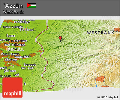 Physical Panoramic Map of `Azzūn