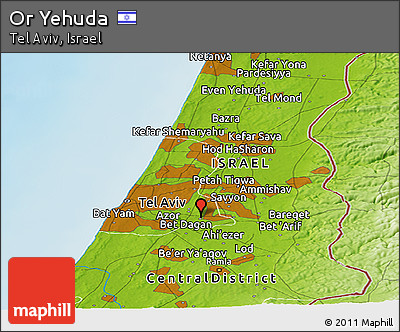 Physical Panoramic Map of Or Yehuda
