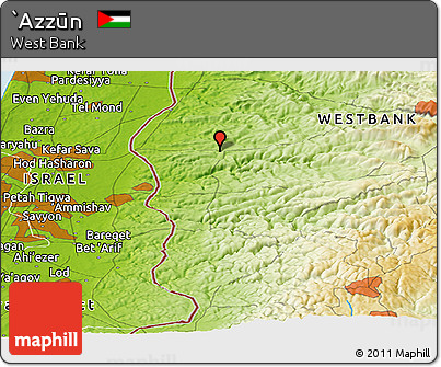 Physical Panoramic Map of `Azzūn