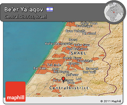 Satellite Panoramic Map of Be'er Ya`aqov