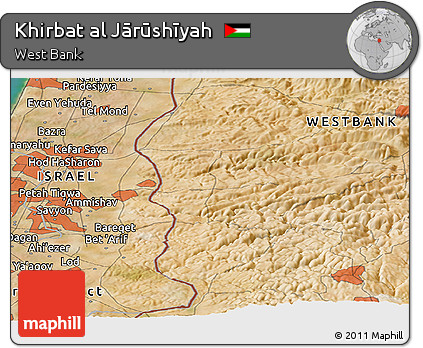 Satellite Panoramic Map of Khirbat Al Jārūshīyah
