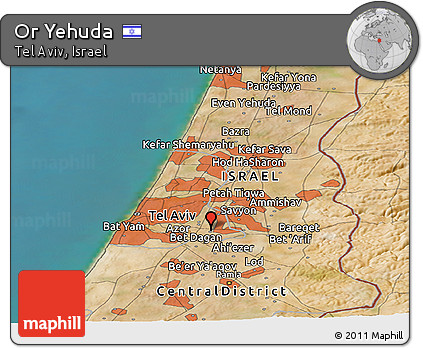 Satellite Panoramic Map of Or Yehuda
