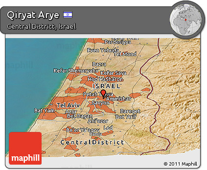 Satellite Panoramic Map of Qiryat Arye