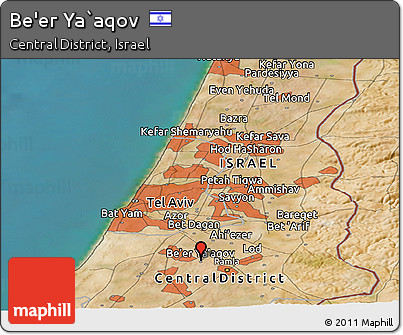 Satellite Panoramic Map of Be'er Ya`aqov