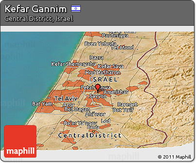 Satellite Panoramic Map of Kefar Gannim