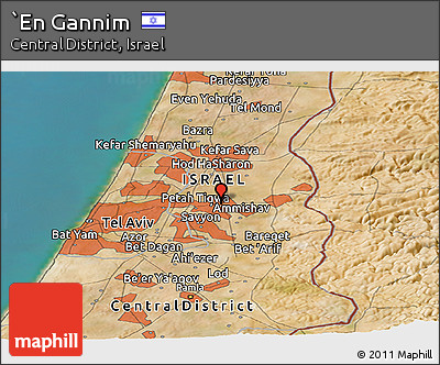 Satellite Panoramic Map of `En Gannim
