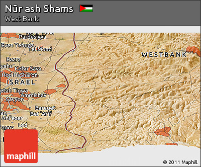 Satellite Panoramic Map of Nūr Ash Shams