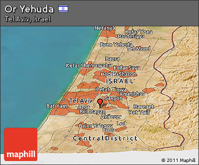 Satellite Panoramic Map of Or Yehuda