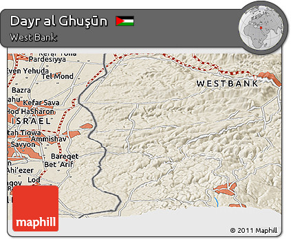 Shaded Relief Panoramic Map of Dayr Al Ghuşūn