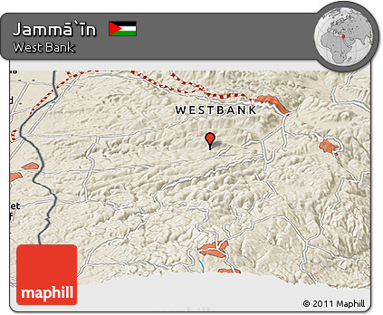 Shaded Relief Panoramic Map of Jammā`īn