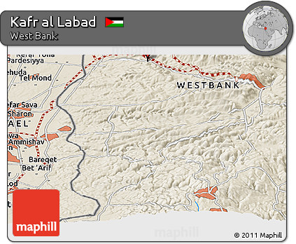 Shaded Relief Panoramic Map of Kafr Al Labad