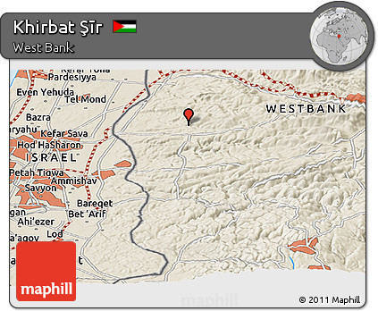 Shaded Relief Panoramic Map of Khirbat Şīr