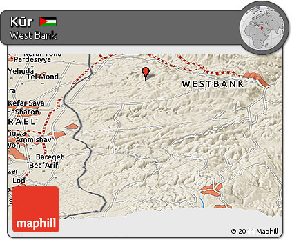Shaded Relief Panoramic Map of Kūr