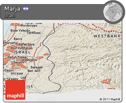 Shaded Relief Panoramic Map of Marja
