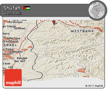 Shaded Relief Panoramic Map of Shūfah