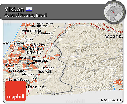 Shaded Relief Panoramic Map of Yikkon