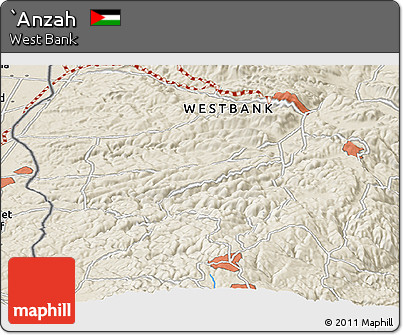 Shaded Relief Panoramic Map of `Anzah