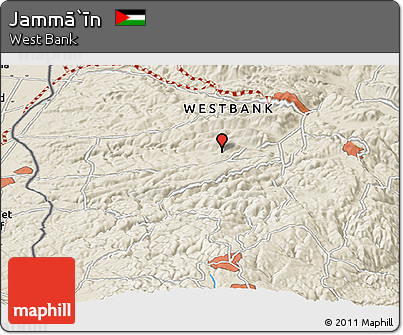 Shaded Relief Panoramic Map of Jammā`īn