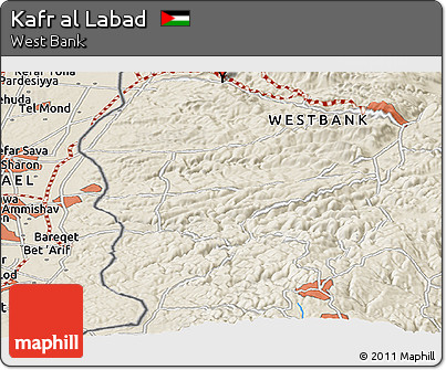 Shaded Relief Panoramic Map of Kafr Al Labad