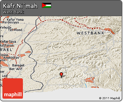 Shaded Relief Panoramic Map of Kafr Ni`mah